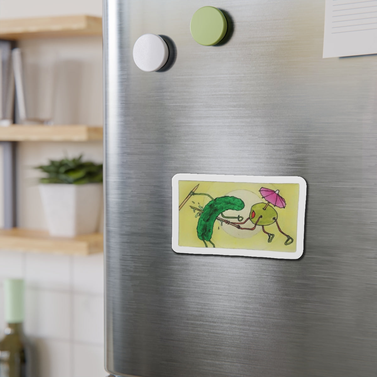 Olive Pickle Fight | Die-Cut Magnet | Perfect for Wrestling Fans &amp; Collectors