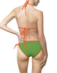$ | Green & Orange Women's Bikini – Perfect for Summer Beach Days & Pool Parties