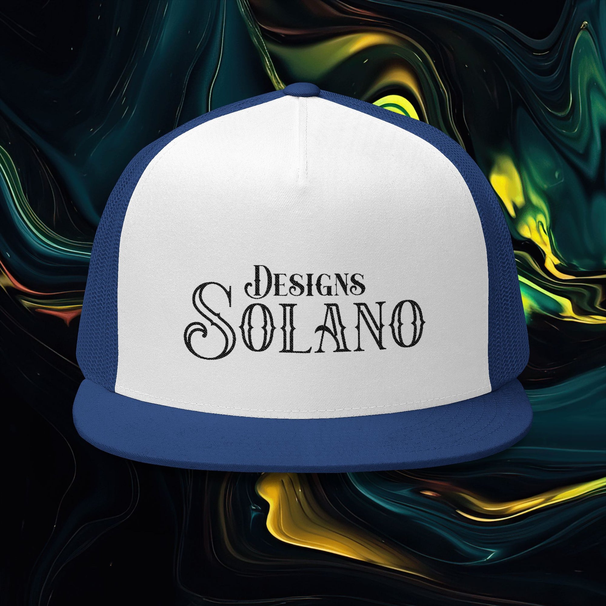 Solano Designs | Embroidered 5 Panel Trucker Cap - Trendy Casual Hat for Everyday Wear