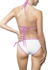 $ | White & Purple Women's Bikini – Perfect for Summer Beach Days & Pool Parties