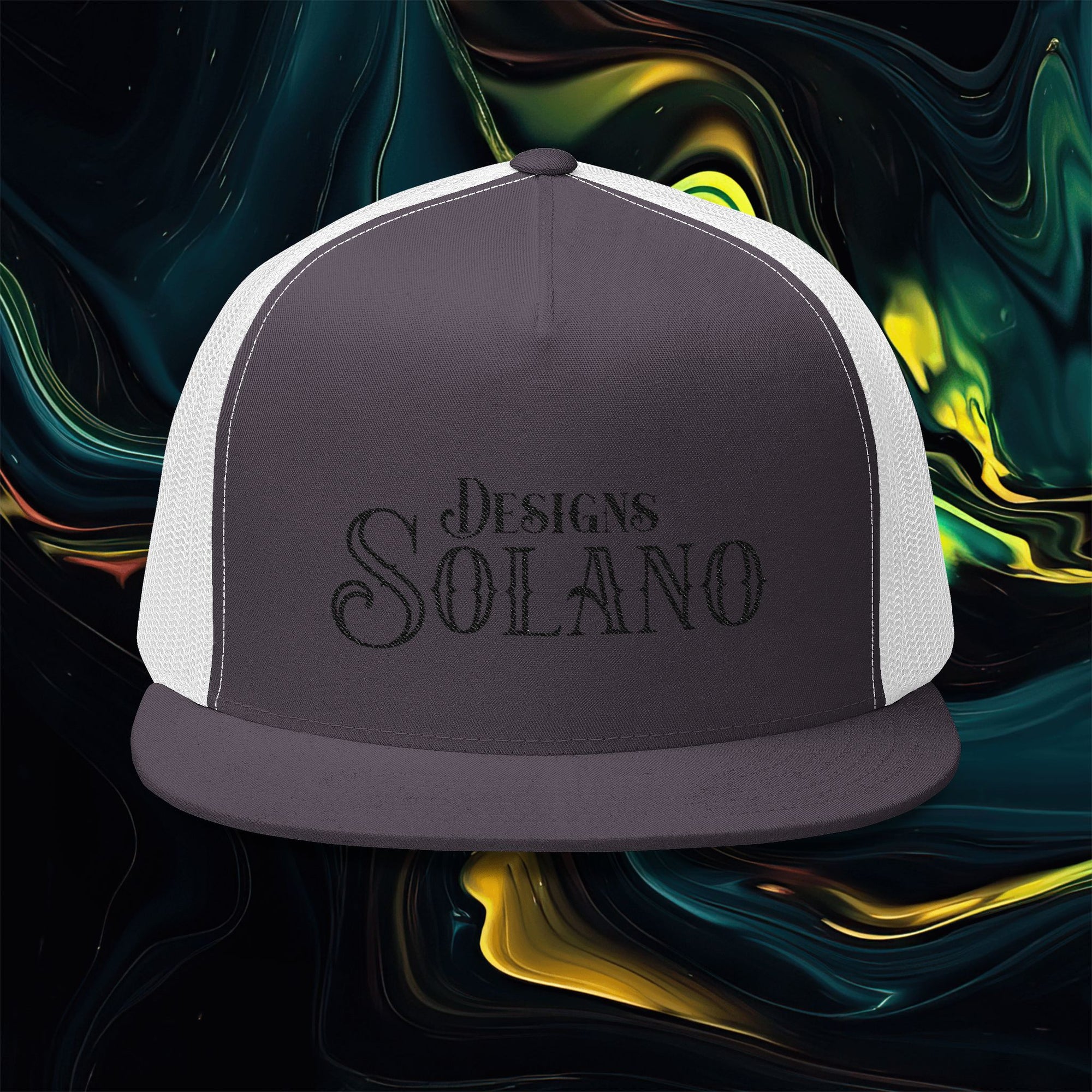 Solano Designs | Embroidered 5 Panel Trucker Cap - Trendy Casual Hat for Everyday Wear
