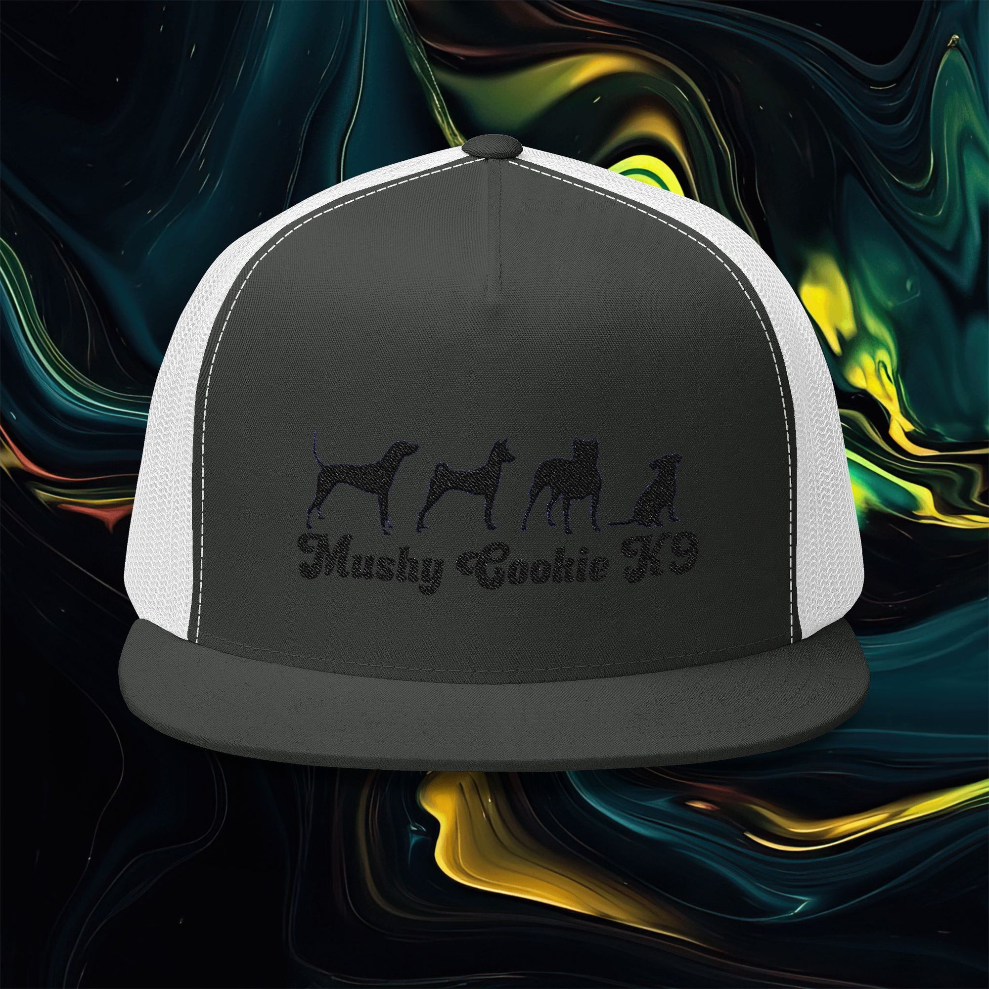 Mushy Cookie K9 | Embroidered 5 Panel Trucker Cap - Mushy Cookie K9