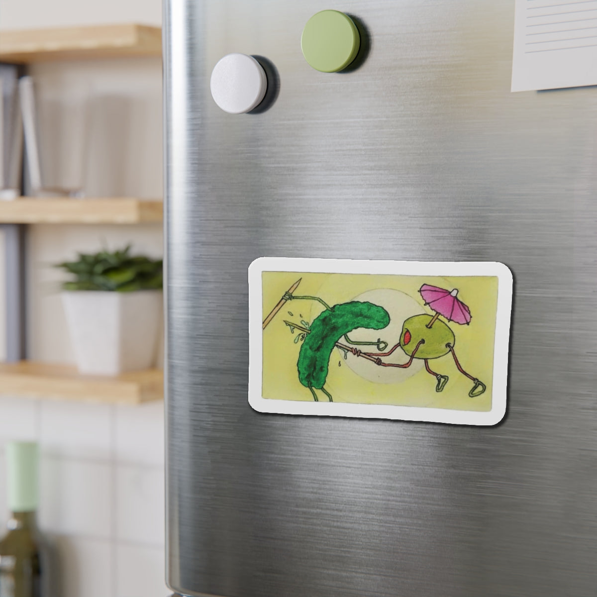 Olive Pickle Fight | Die-Cut Magnet | Perfect for Wrestling Fans &amp; Collectors