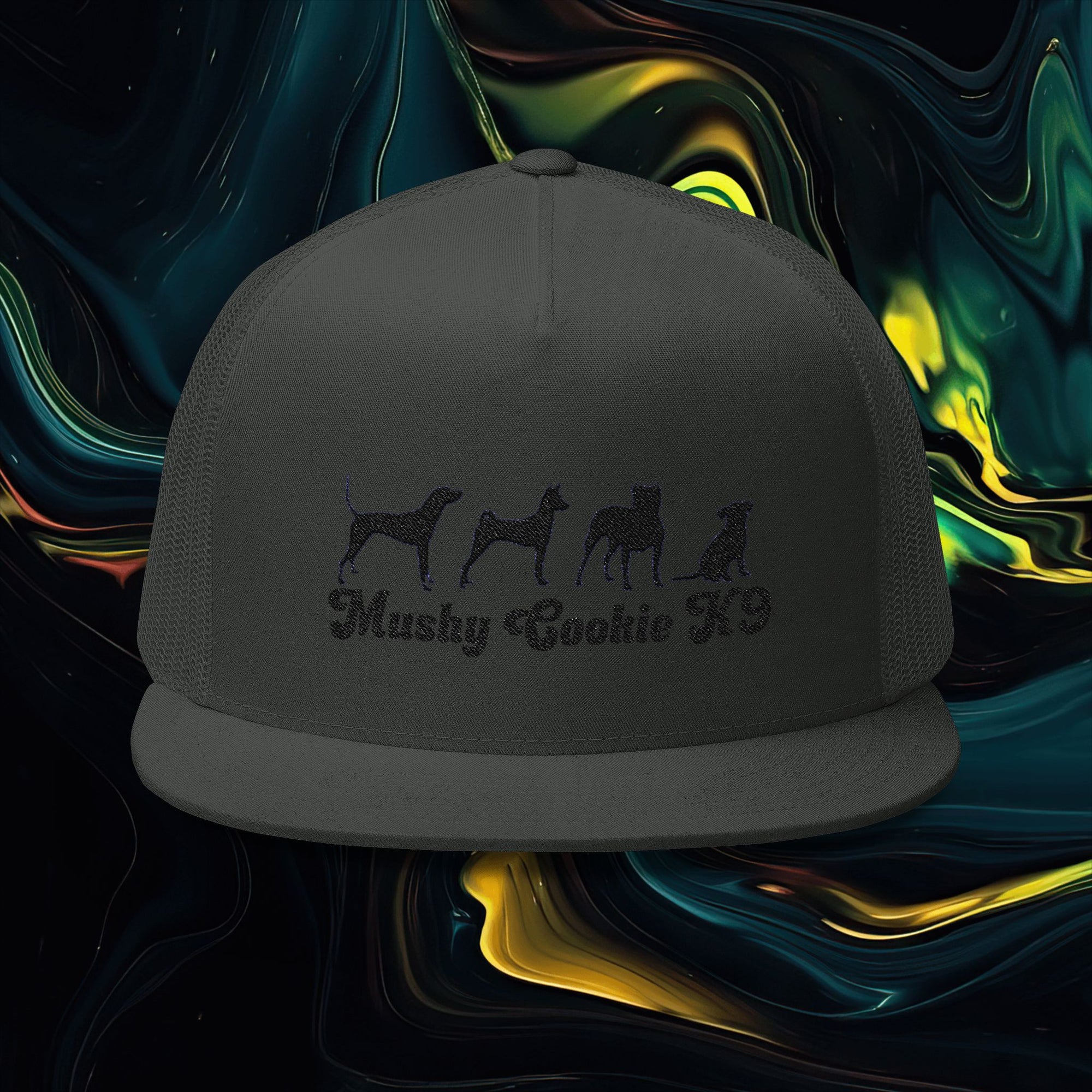 Mushy Cookie K9 | Embroidered 5 Panel Trucker Cap - Mushy Cookie K9