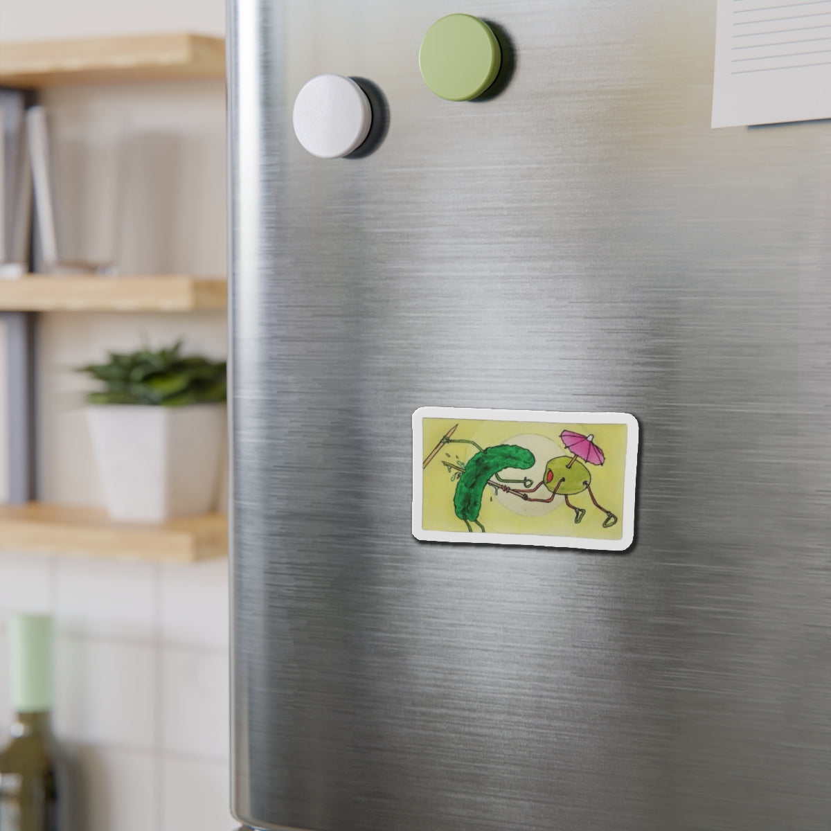 Olive Pickle Fight | Die-Cut Magnet | Perfect for Wrestling Fans &amp; Collectors