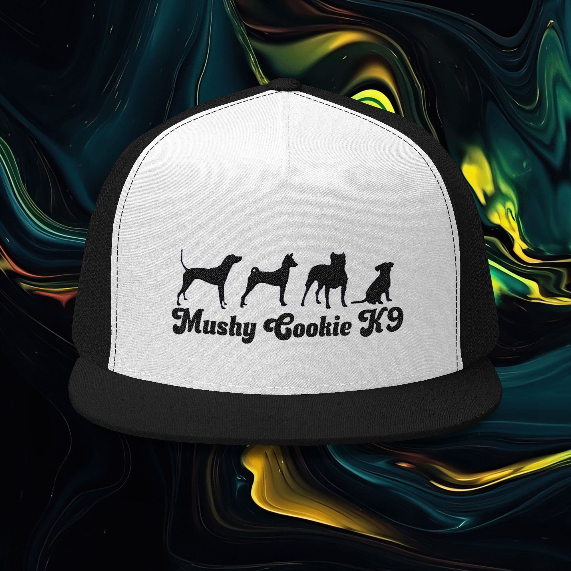 Mushy Cookie K9 | Embroidered 5 Panel Trucker Cap - Mushy Cookie K9